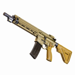 Replika karabinku ASG HK416 z dwoma magazynkami, z modułem laserowym (przystosowana do systemu POJEDYNEK) - kolor złoty